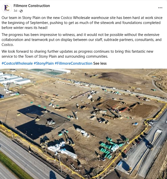 Stony Plain Costco Now Under Construction West of Edmonton, With Summer 2027 Opening Targeted