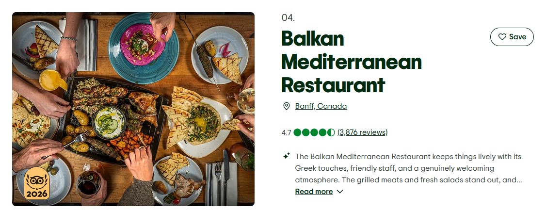 Banff, Alberta’s Balkan Restaurant Ranks No. 4 in the World, Only Canadian Spot on Two Tripadvisor Lists